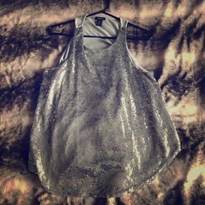 Sparkly silver tank top! Dressy!